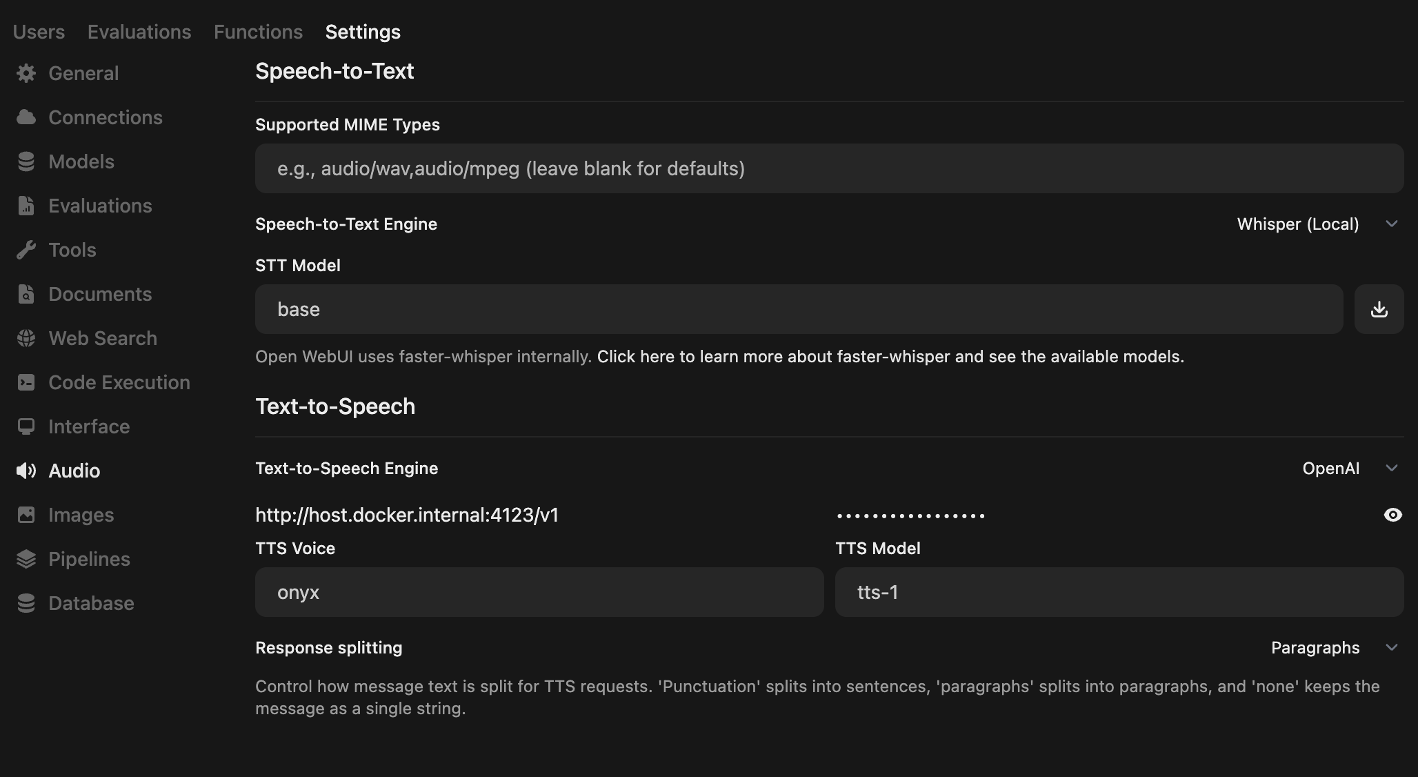 Chatterbox TTS API Open WebUI Settings