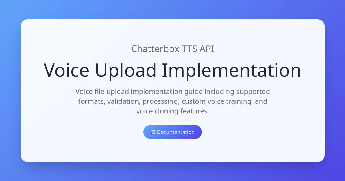 Voice Upload Implementation | Chatterbox TTS API
